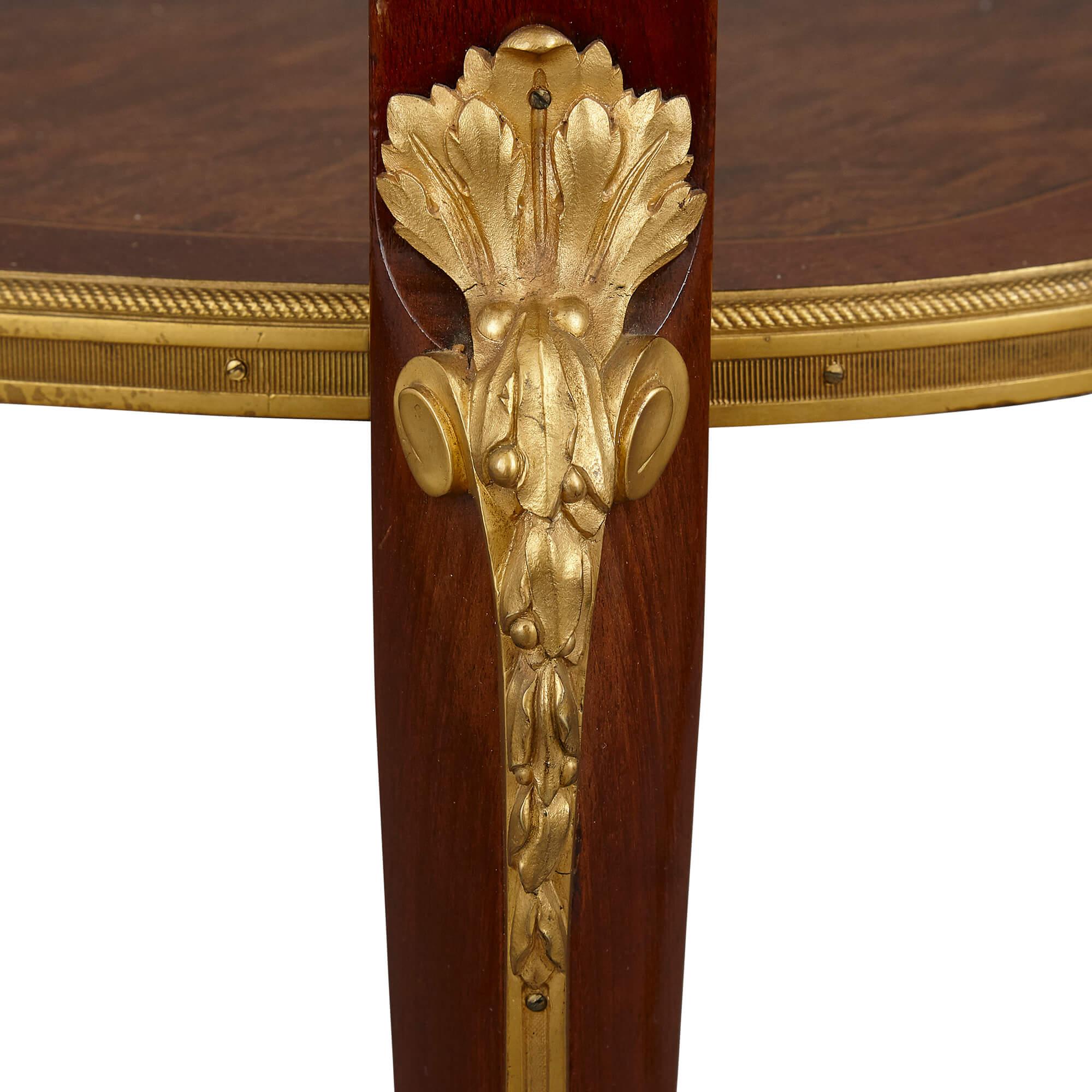 Glass Gilt-Bronze and Mahogany Bois Satine Vitrine Table by Francois Linke For Sale