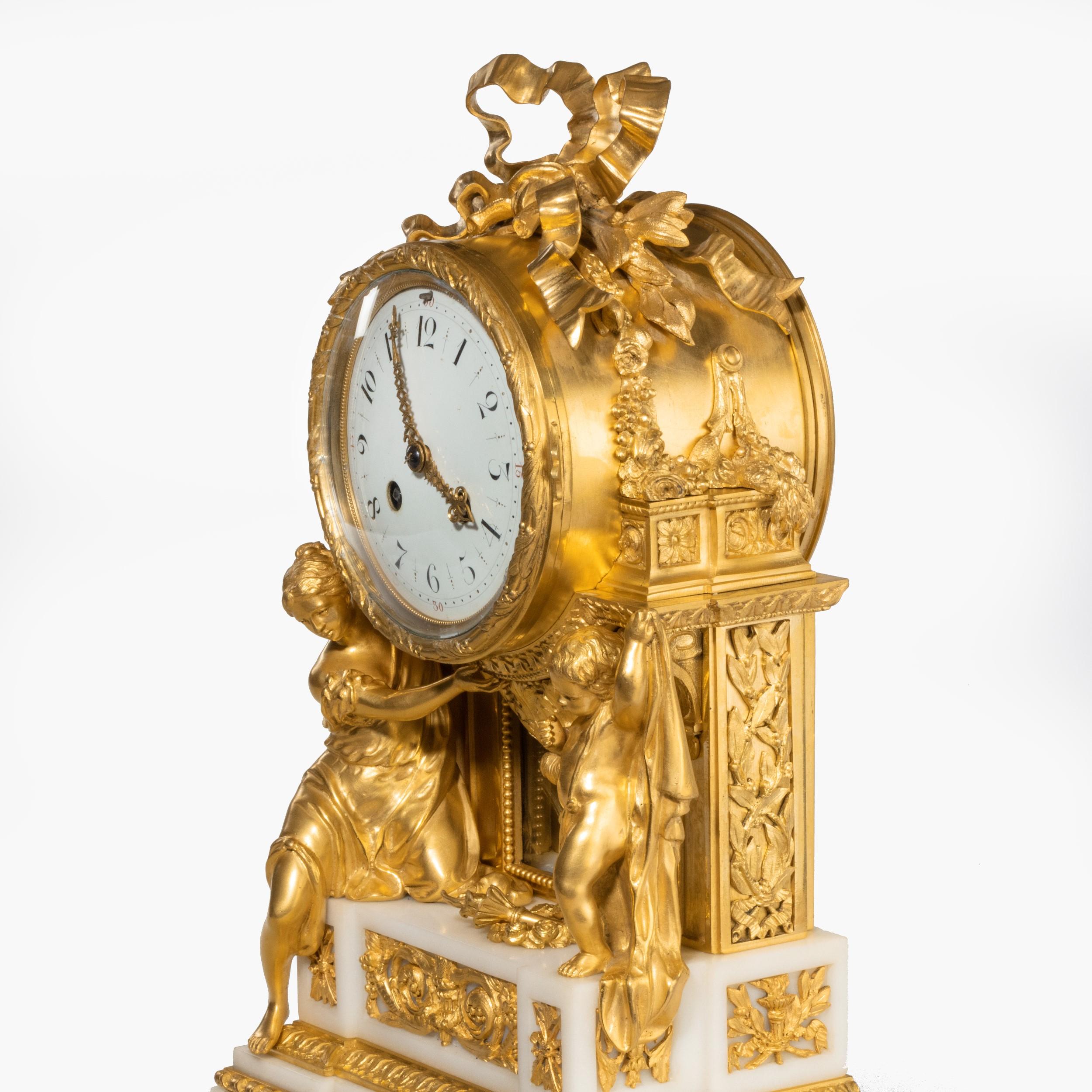 Belle Époque Gilt Bronze and Ormolu Mantle Clock by Samuel Marti For Sale