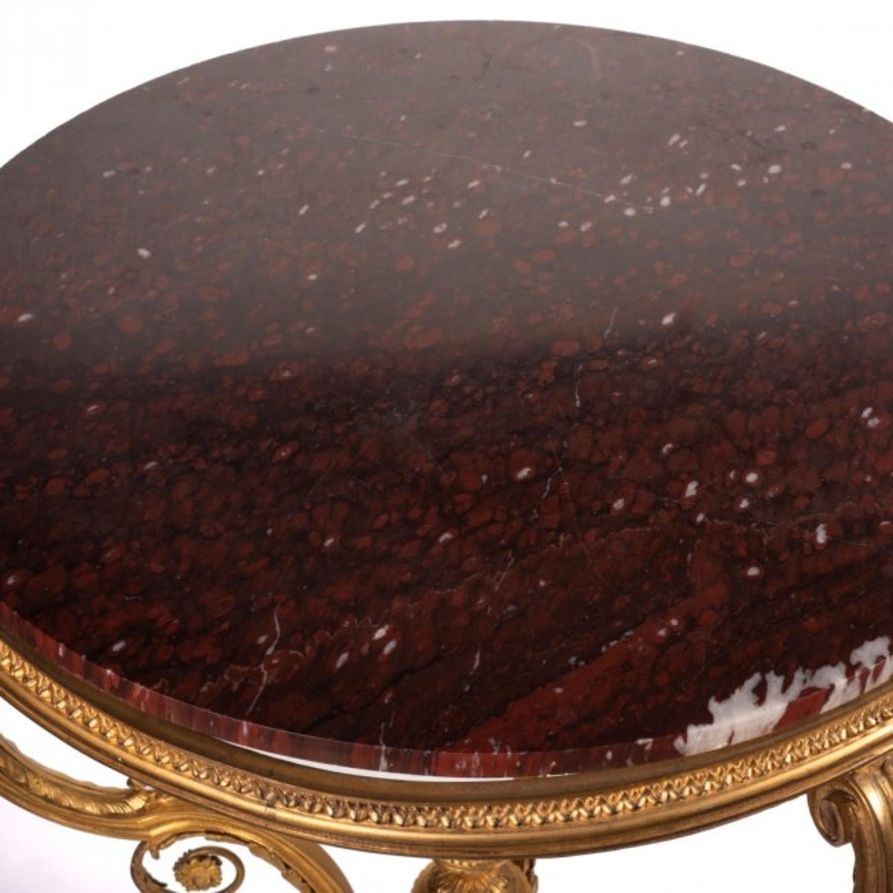Gilt-Bronze and Red Marble Guéridon Table In Good Condition In West Palm Beach, FL
