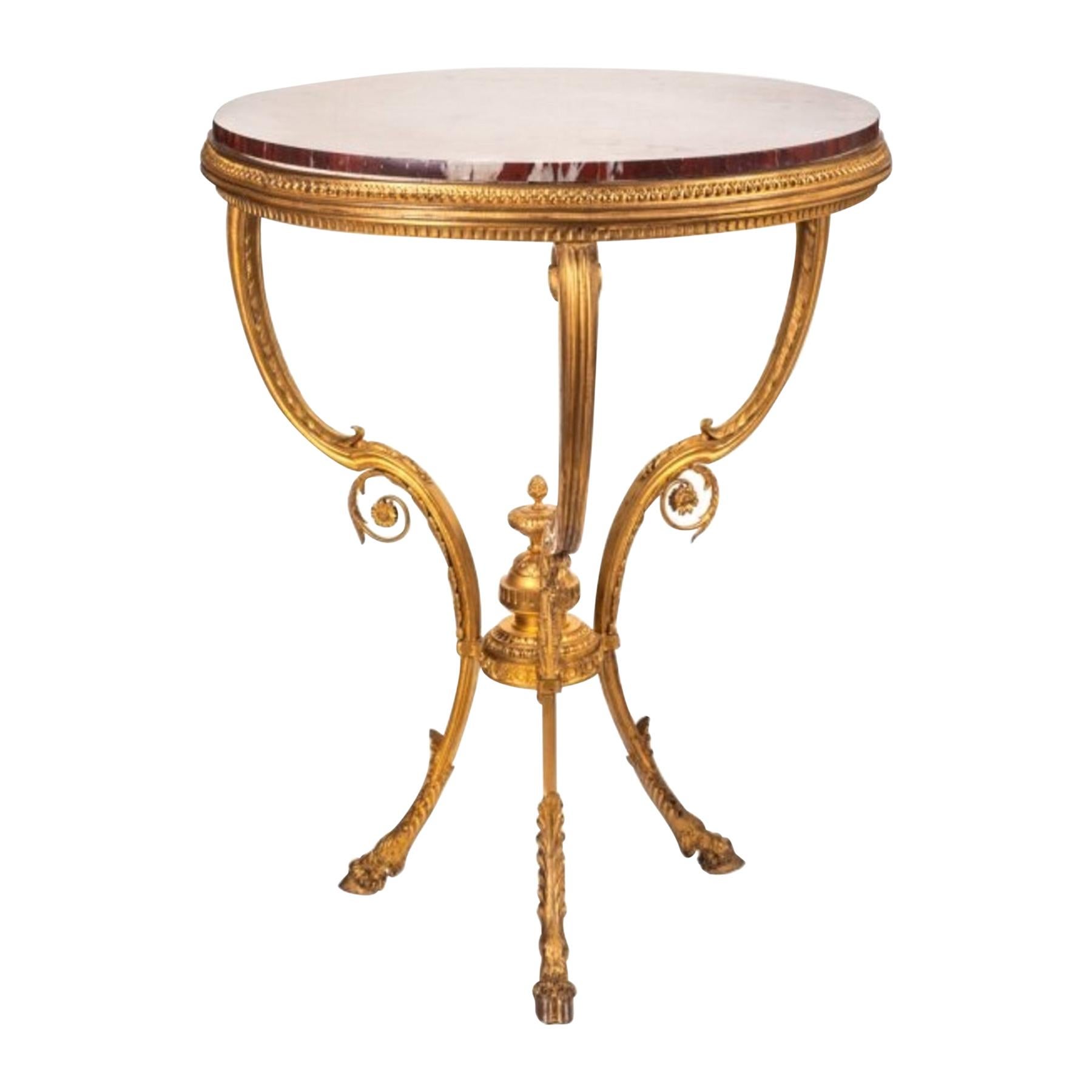 Gilt-Bronze and Red Marble Guéridon Table