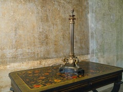 A Gilt Bronze and Scagliola Table Lamp