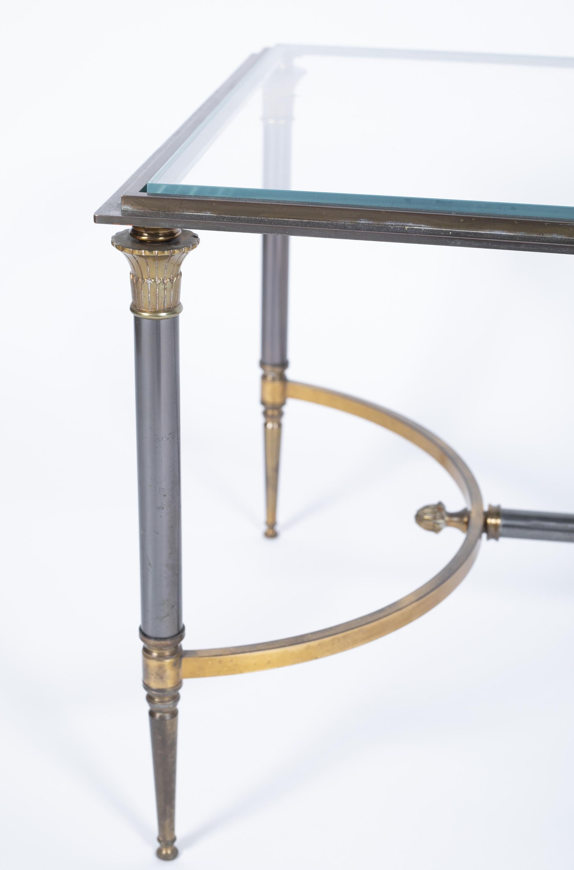 Neoclassical Gilt Bronze and Steel Coffee Table by Maison Charles