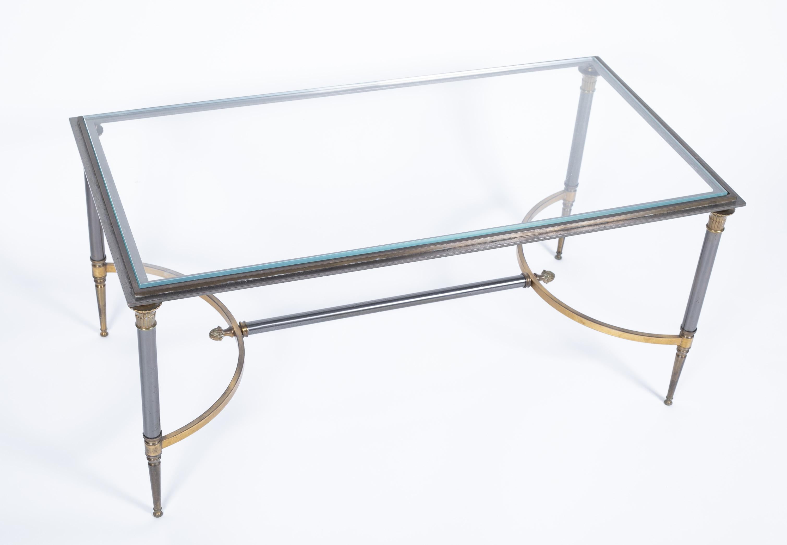 Gilt Bronze and Steel Coffee Table by Maison Charles 2