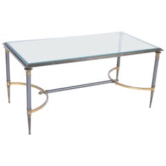 Gilt Bronze and Steel Coffee Table by Maison Charles