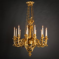 A Gilt-Bronze and Tole Twelve-Light Chandelier, Attributed to Maison Beurdeley