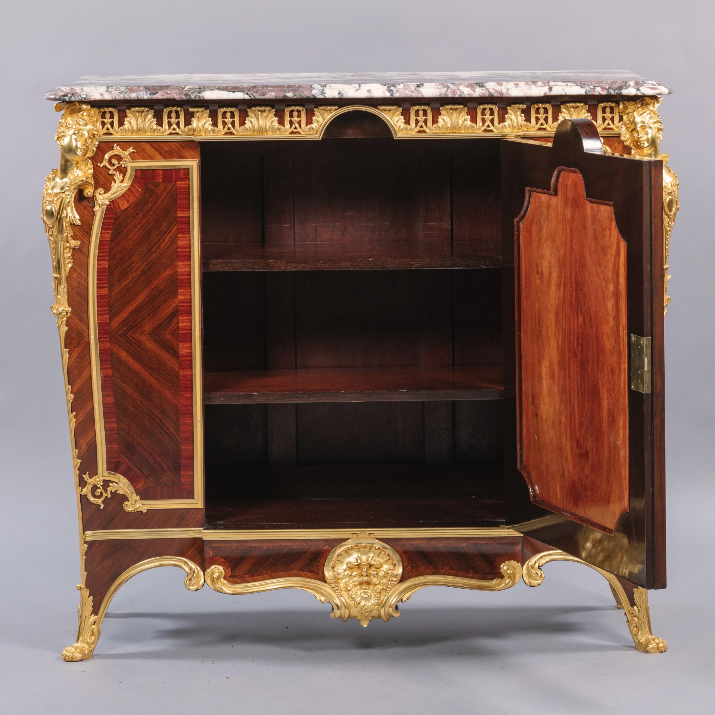Louis XV Gilt-Bronze and Vernis Martin Side Cabinet, by Zwiener For Sale