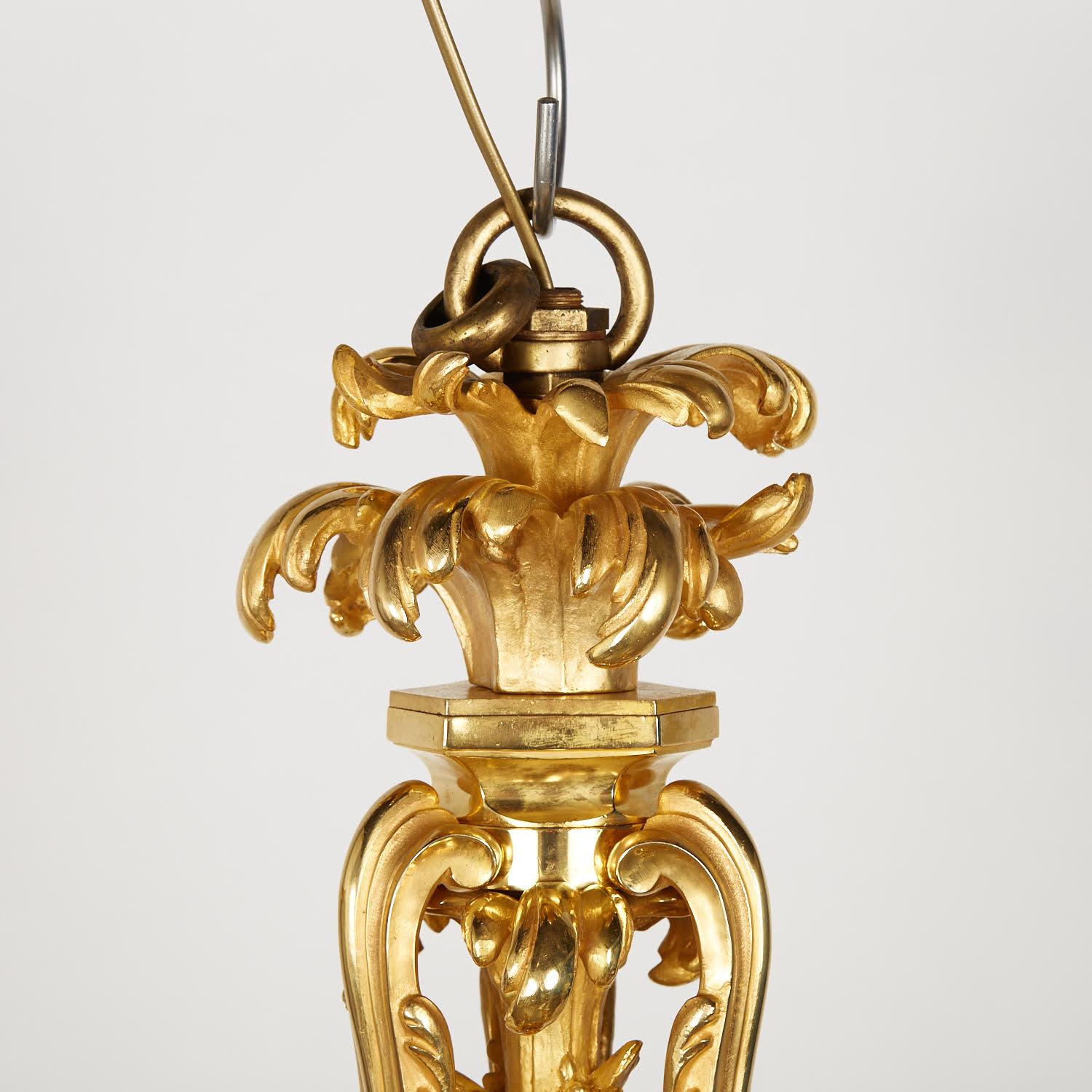 Lampadario in bronzo dorato in stile Luigi XV, periodo Napoleone III. in vendita 4