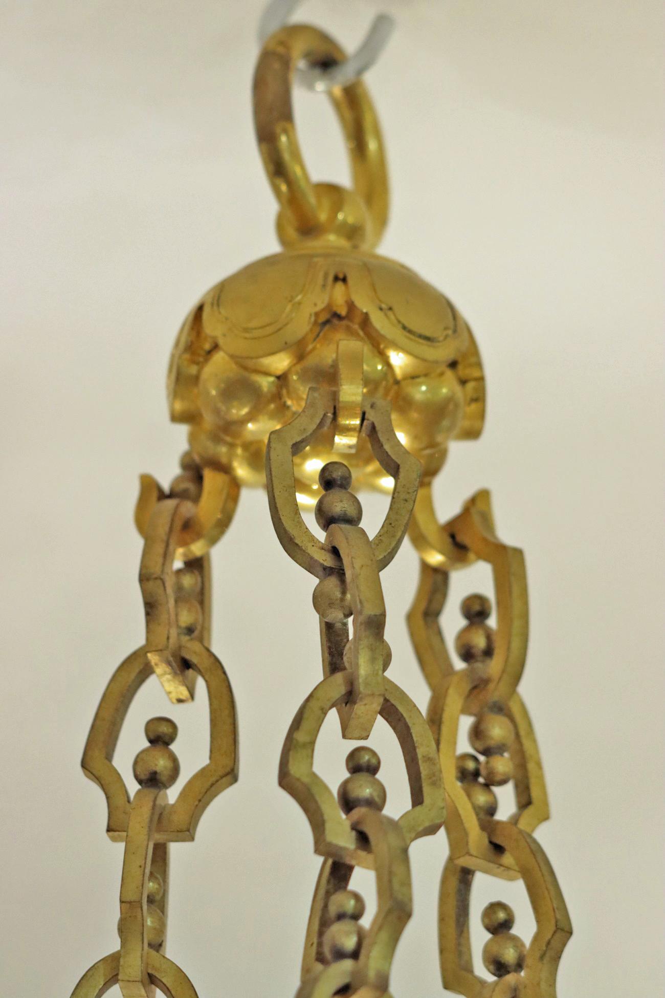 Gilt Bronze Chandelier with Six Winding Lights 6