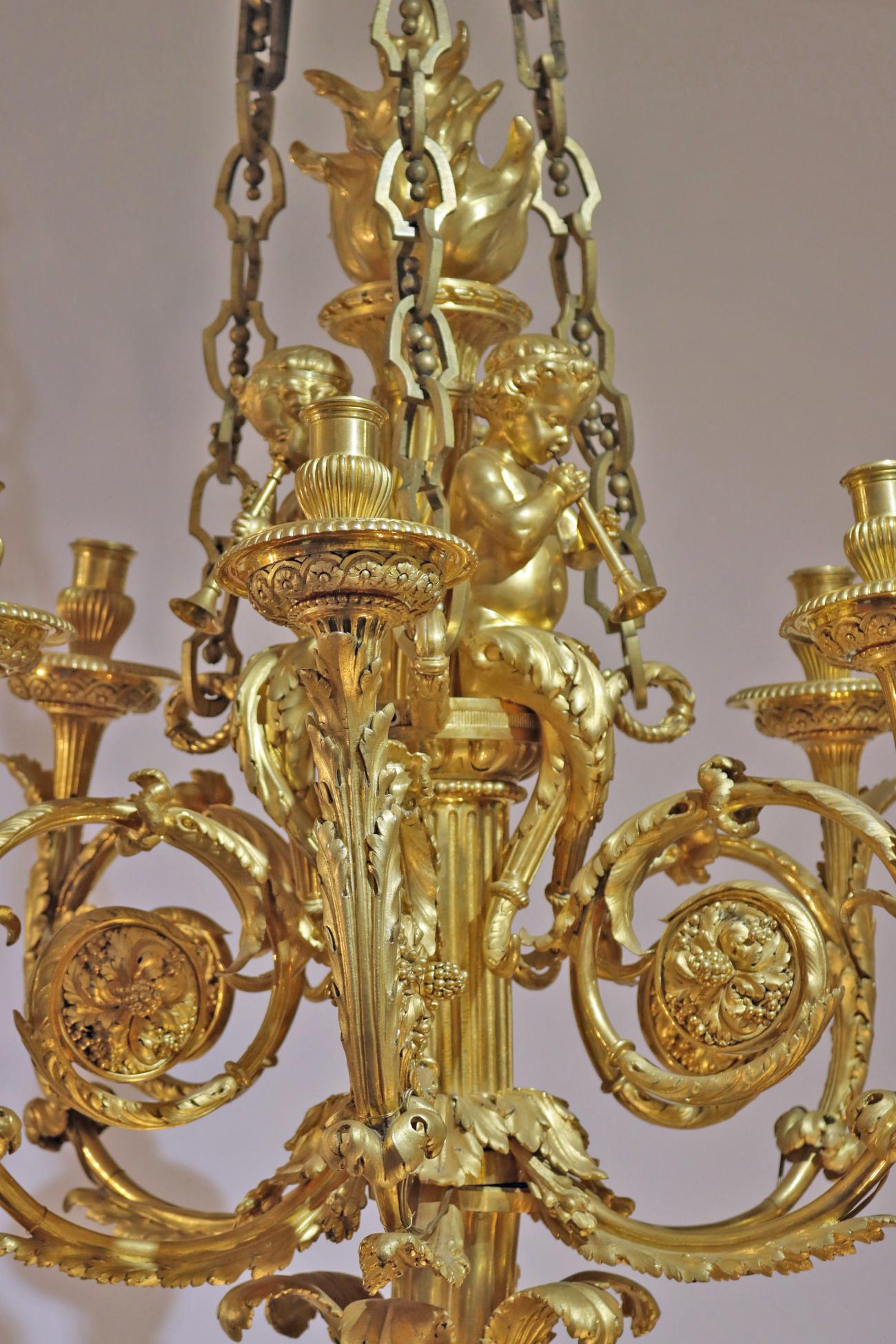 Louis XV Gilt Bronze Chandelier with Six Winding Lights