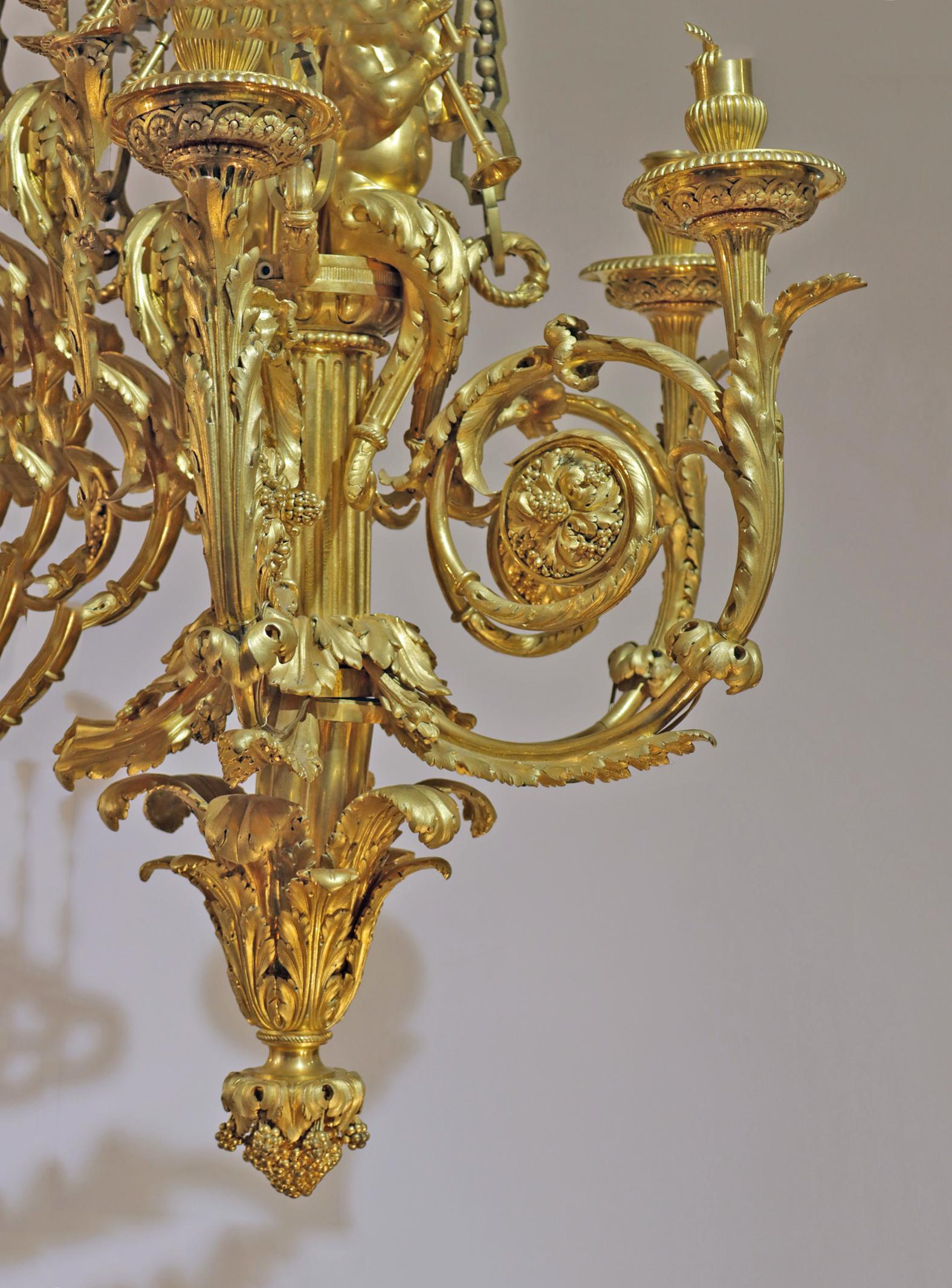European Gilt Bronze Chandelier with Six Winding Lights