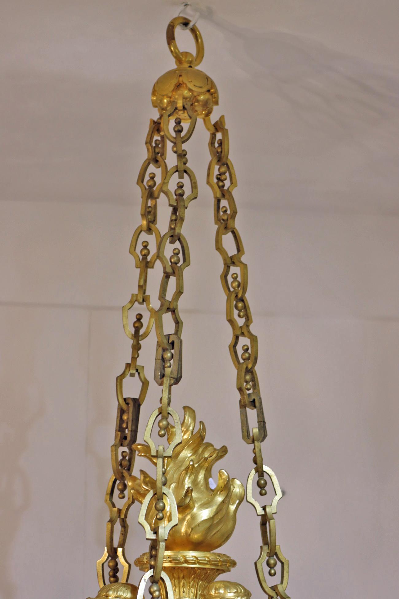 Gilt Bronze Chandelier with Six Winding Lights 2