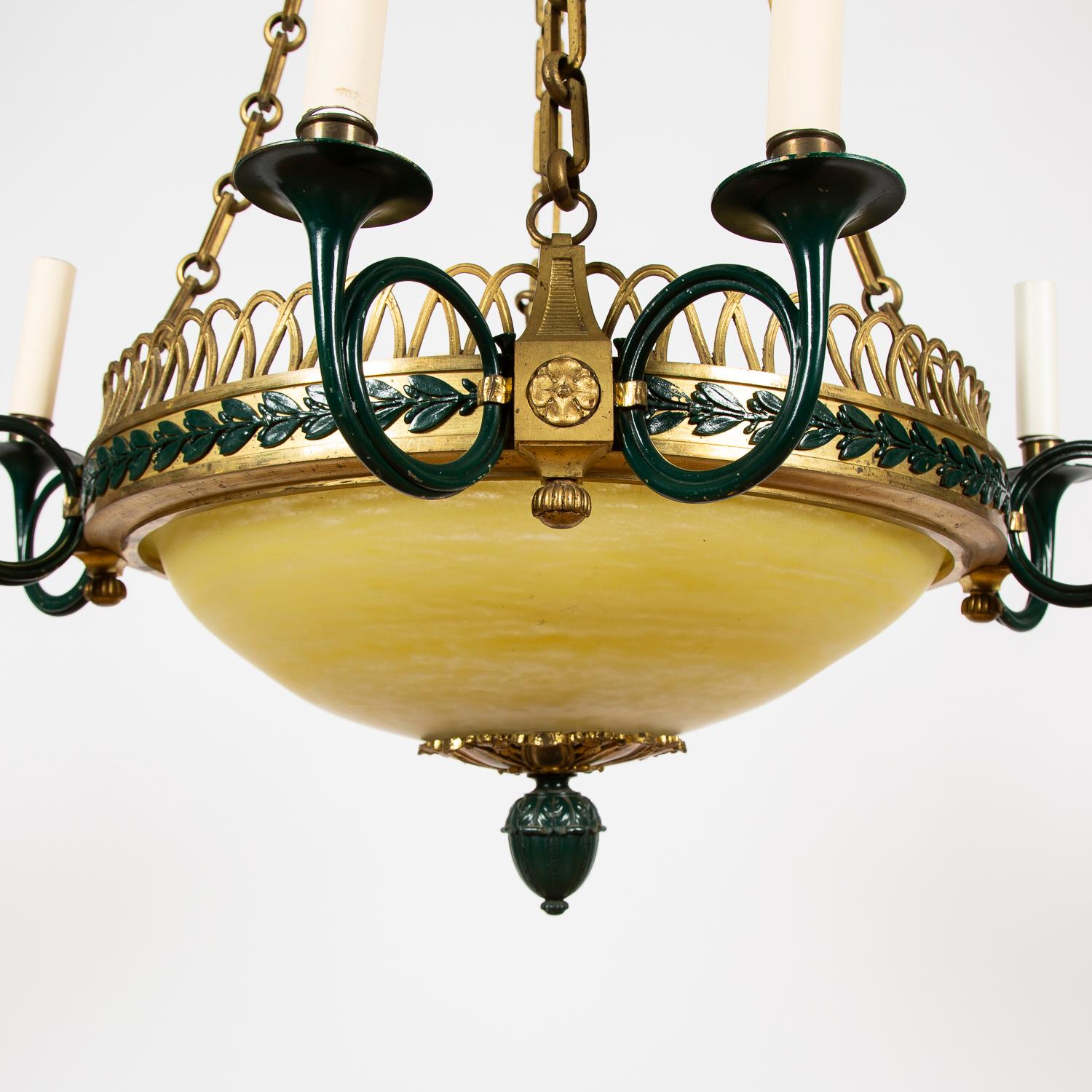 bronze and glass chandelier