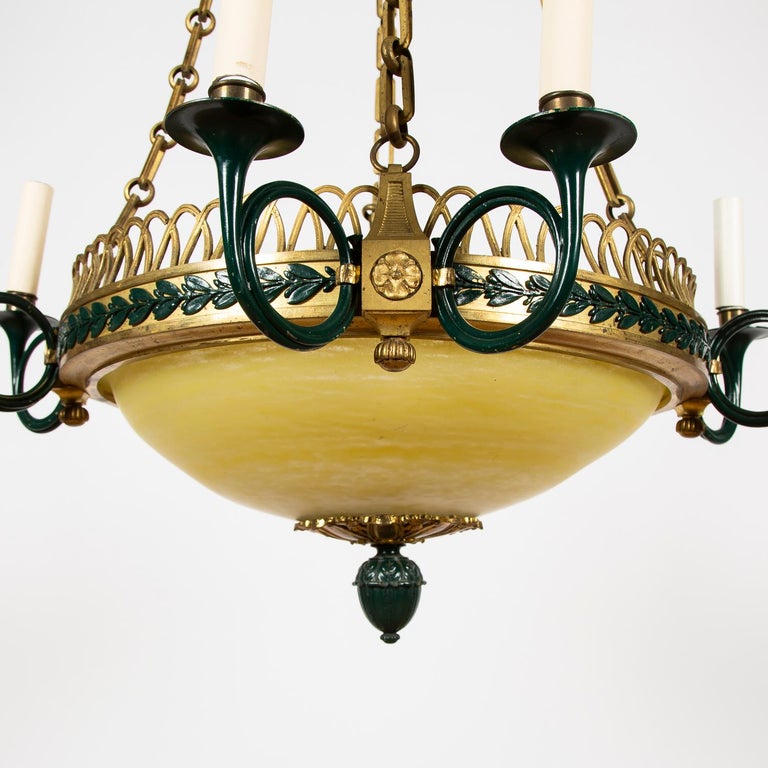 Gilt Bronze and Colored Glass Chandelier in the Empire Style For Sale ...