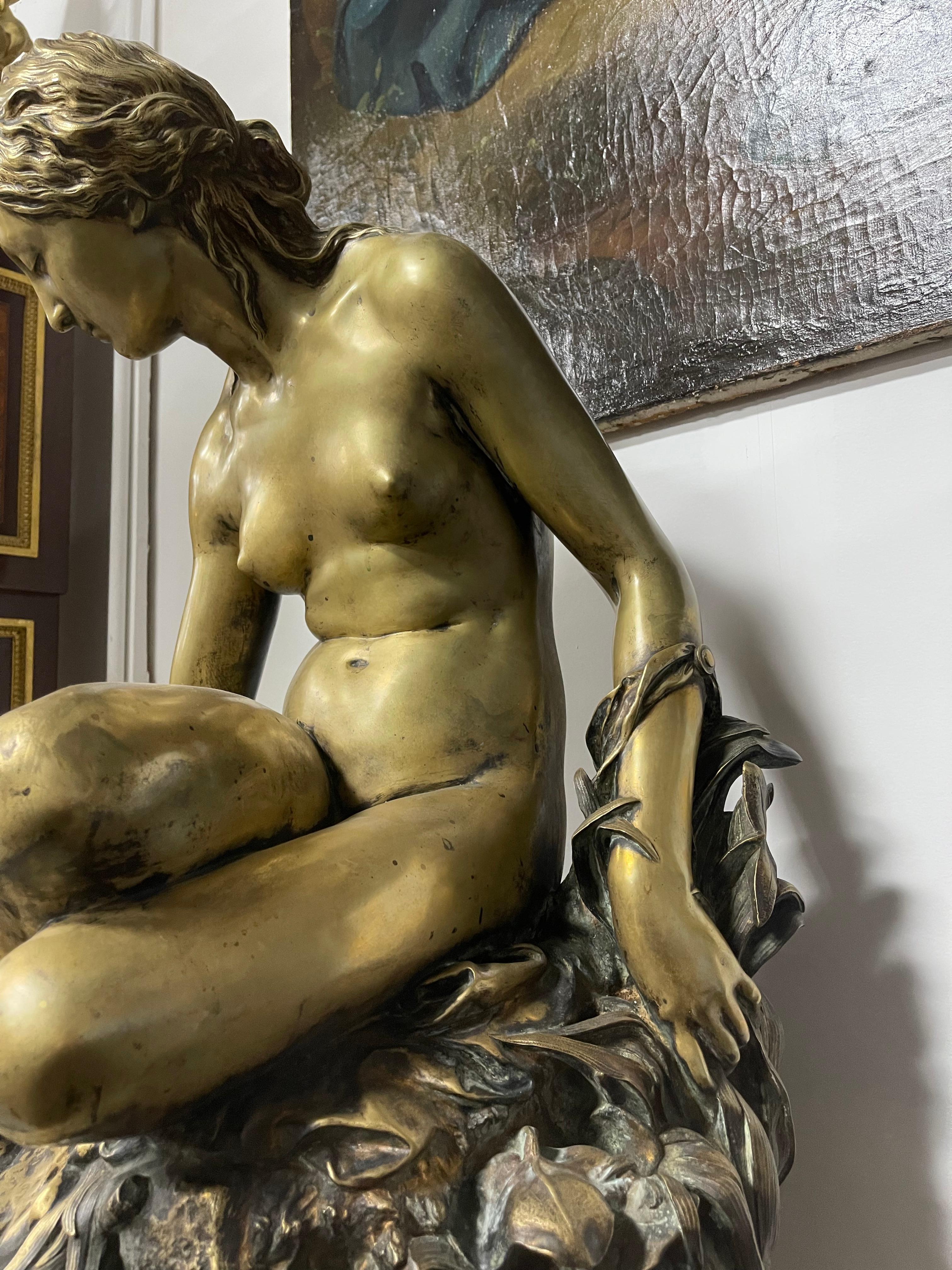 A Gilt Bronze Figure Of A Water Nymph, France, 19th Century For Sale 1