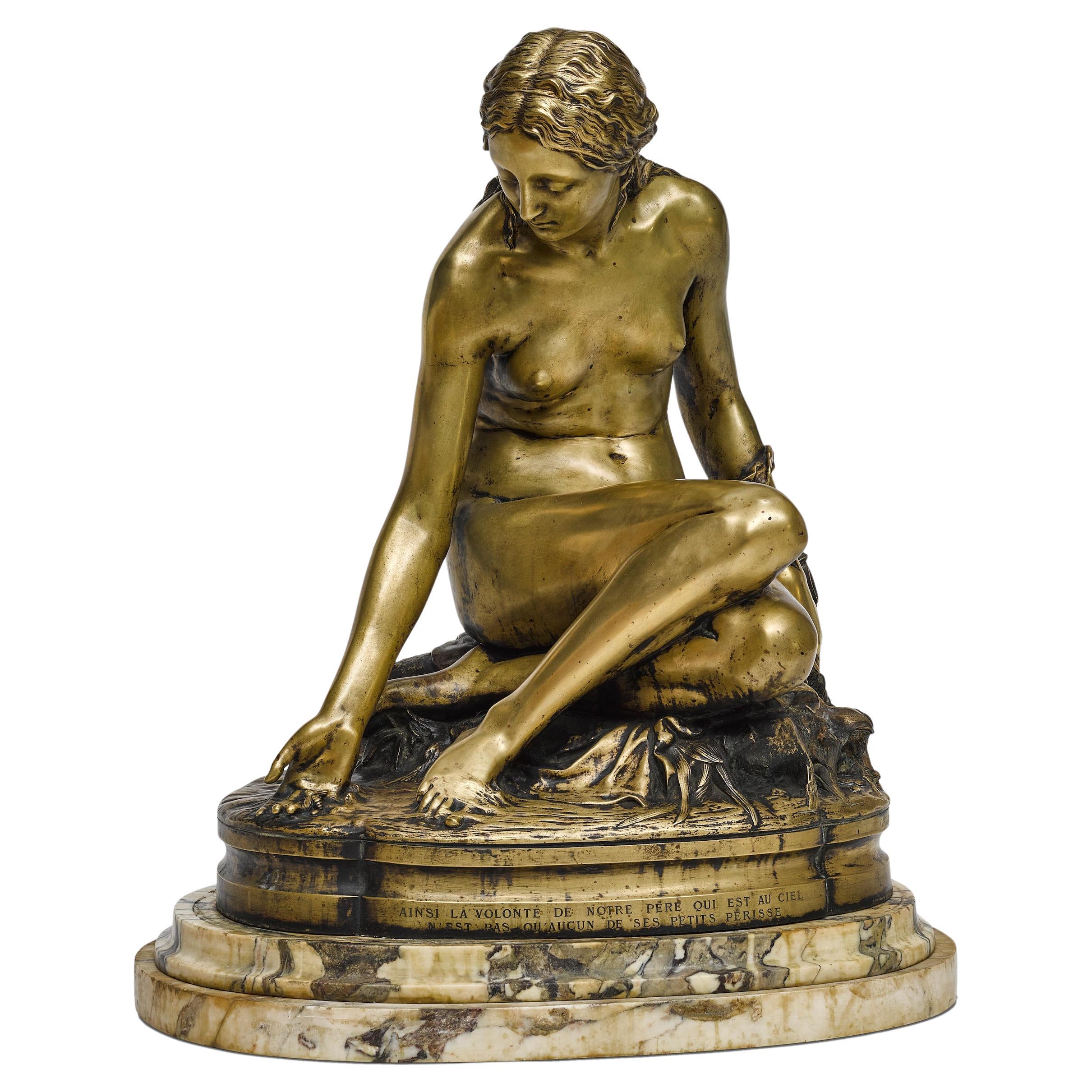 A Gilt Bronze Figure Of A Water Nymph, France, 19th Century For Sale