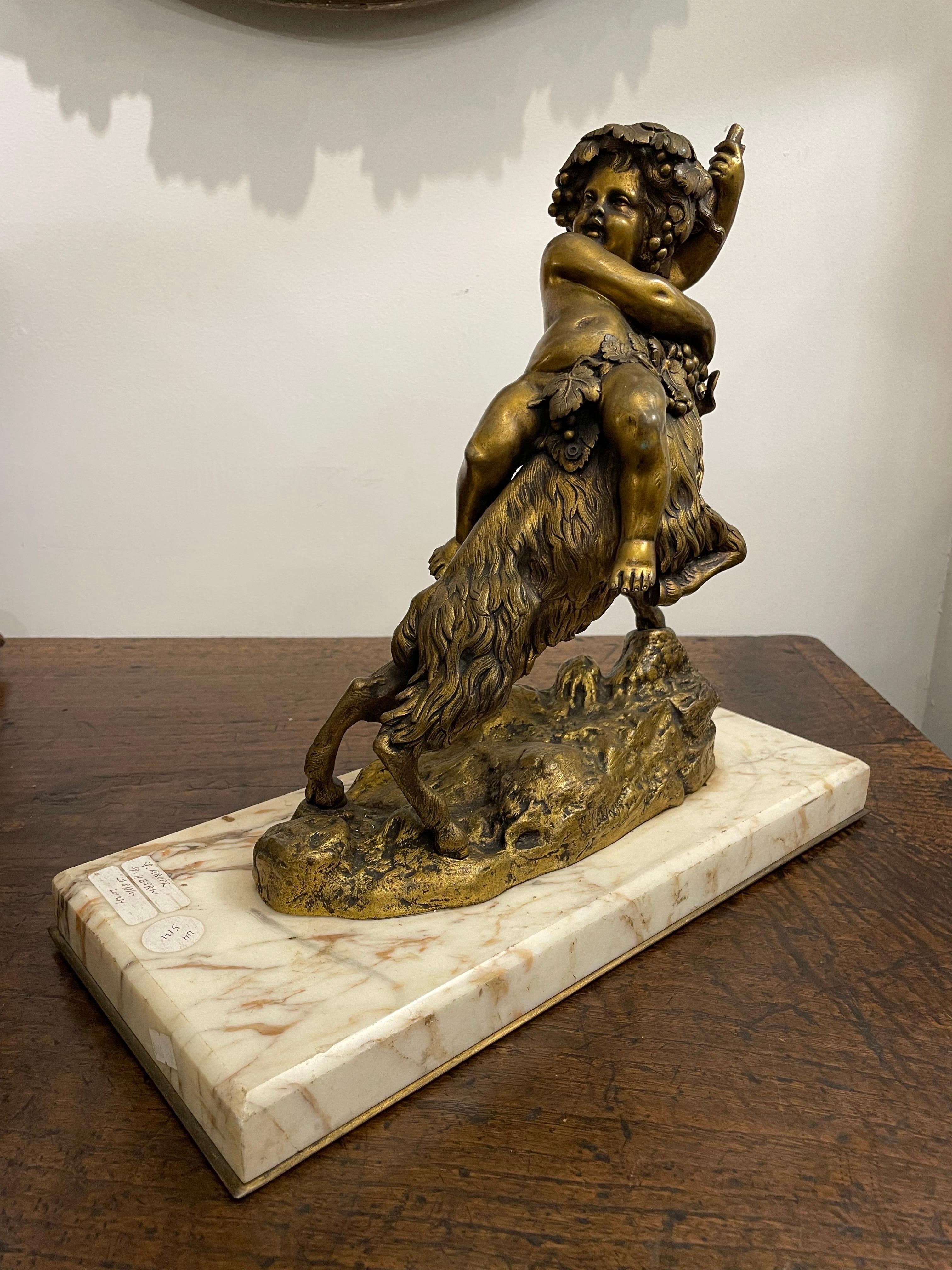 Cast A Gilt-Bronze Group of the Infant Bacchus After Clodion, Late 19th Century For Sale