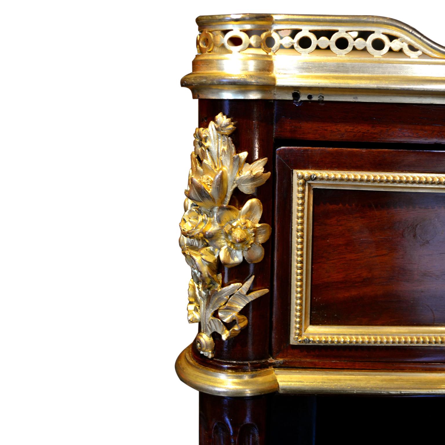 Hand-Crafted Gilt Bronze Mounted 18th Century Louis XVI Mahogany and Satinwood Abbatant