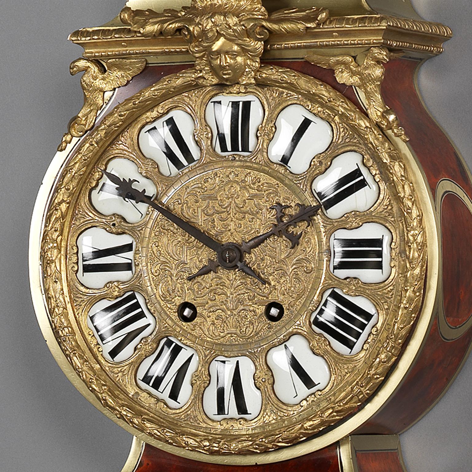 Juego de Reloj de Cartel y Barómetro de Bronce Dorado Montado 