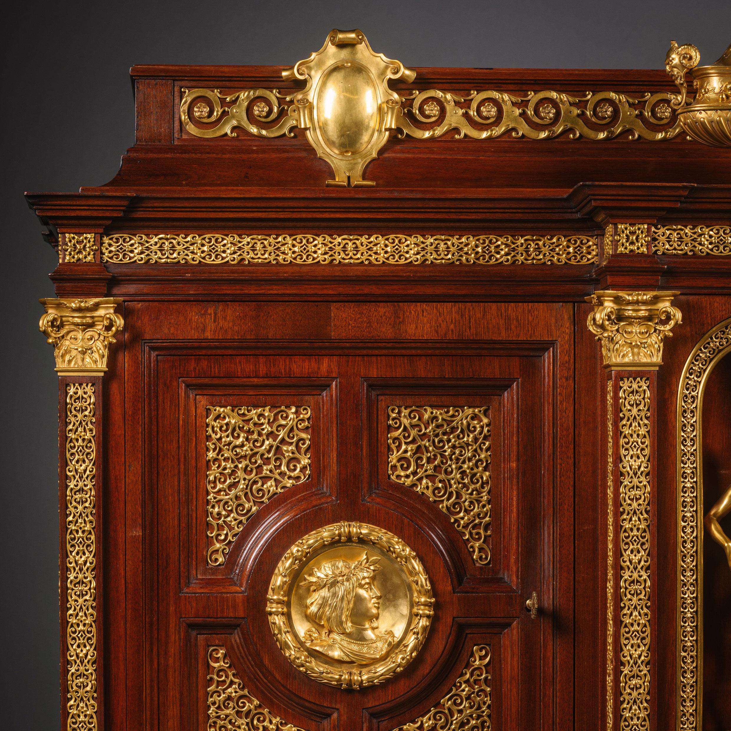 Renaissance Gilt-Bronze Mounted Credence by Edouard Lievre, and Paul Sormani For Sale