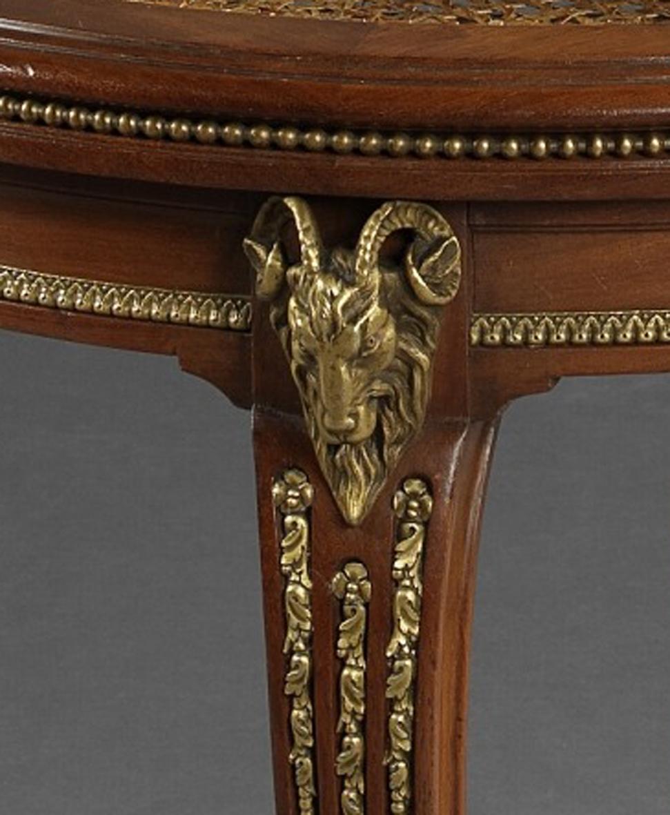 French Gilt Bronze-Mounted Mahogany Desk Chair by François Linke, circa 1910 For Sale
