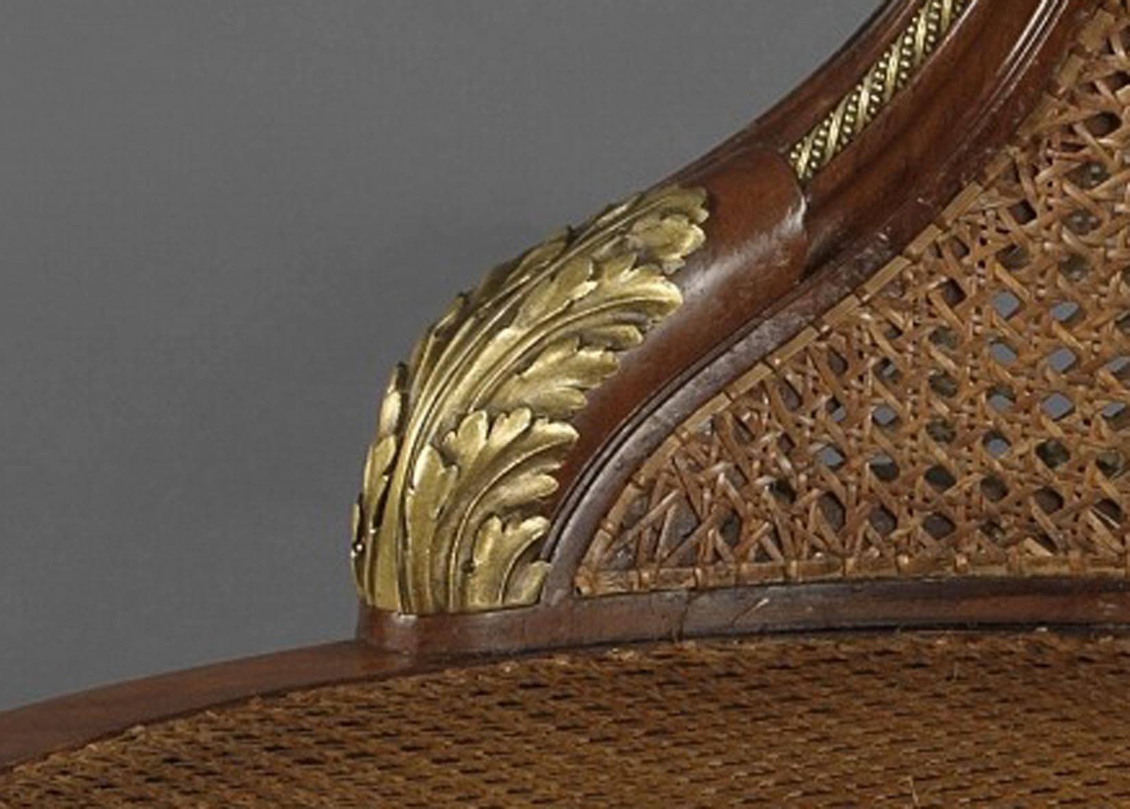 Gilt Bronze-Mounted Mahogany Desk Chair by François Linke, circa 1910 In Good Condition For Sale In Brighton, West Sussex