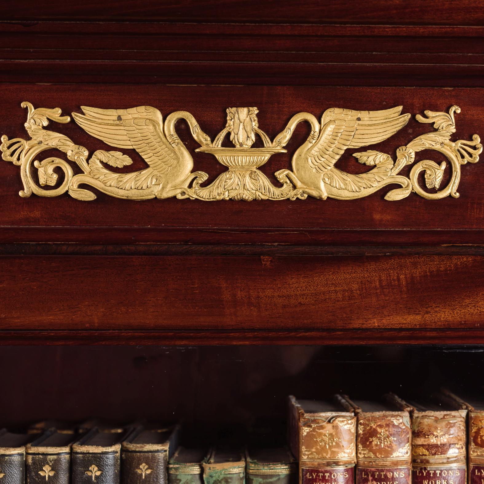 19th Century Gilt-Bronze Mounted Mahogany Empire Library Bookcase For Sale