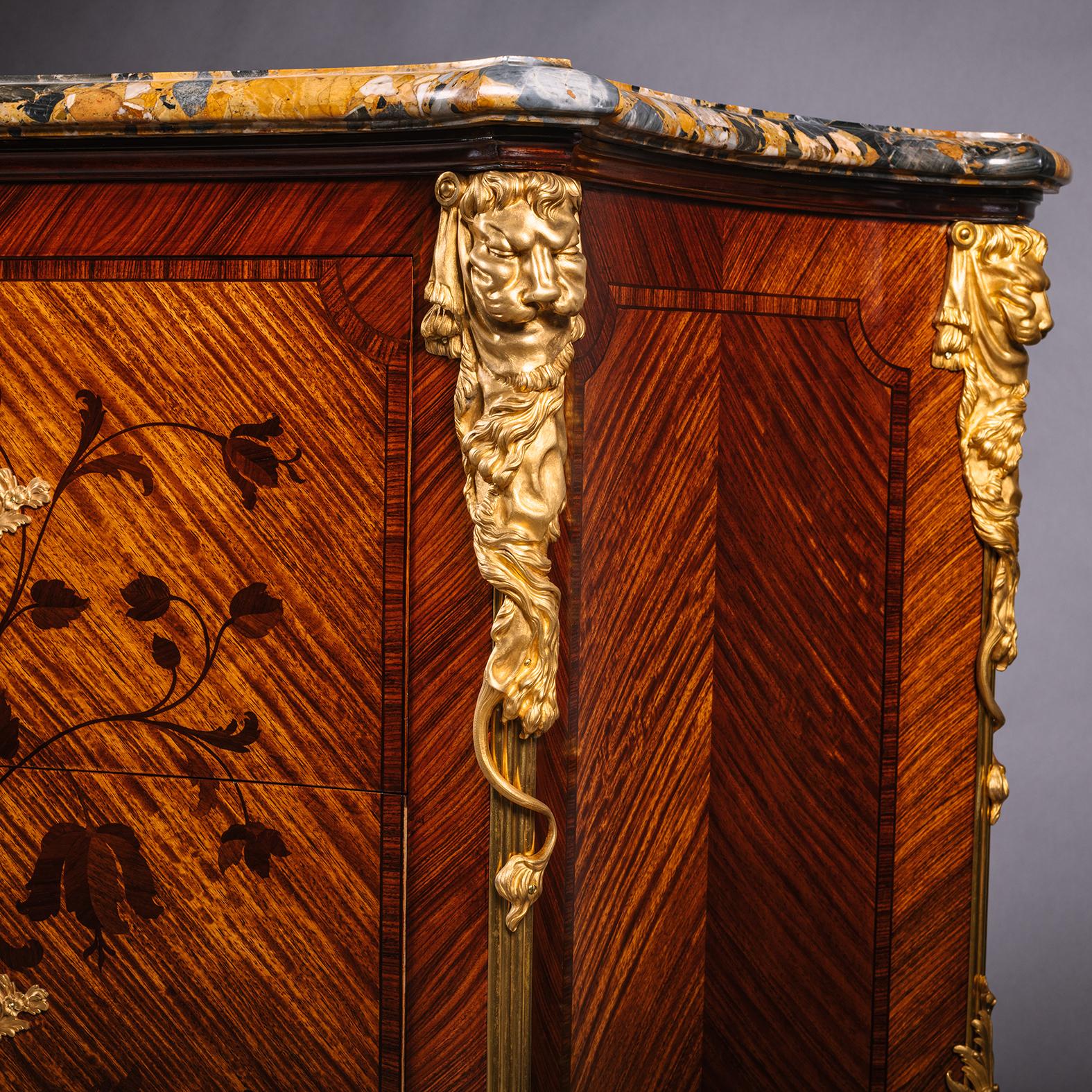 German A Gilt-Bronze Mounted Marquetry Commode, By Heinrich Pallenberg, Cologne For Sale