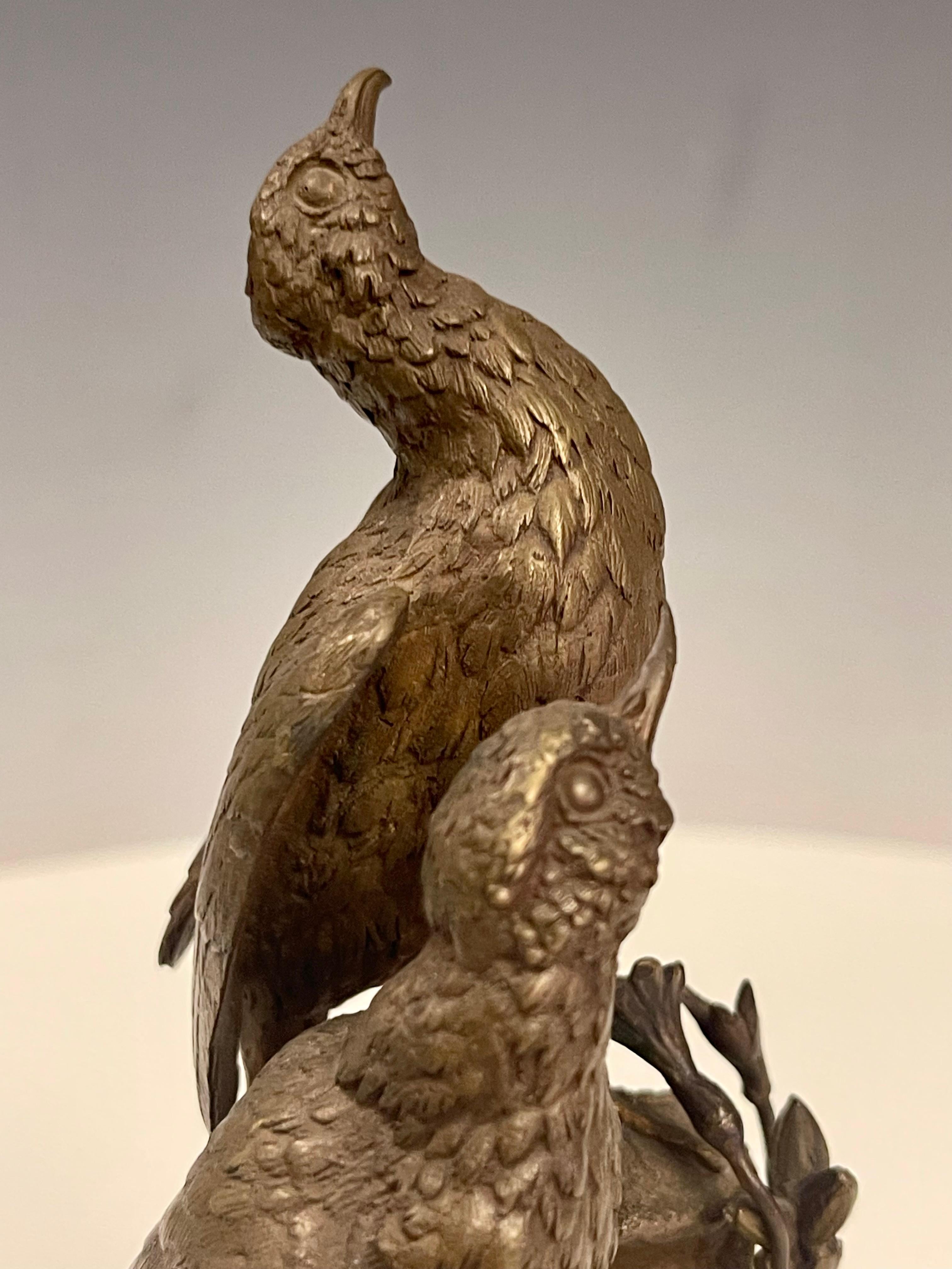 A gilt bronze sculpture of birds, signed Pautrot, France 1850.  For Sale 4