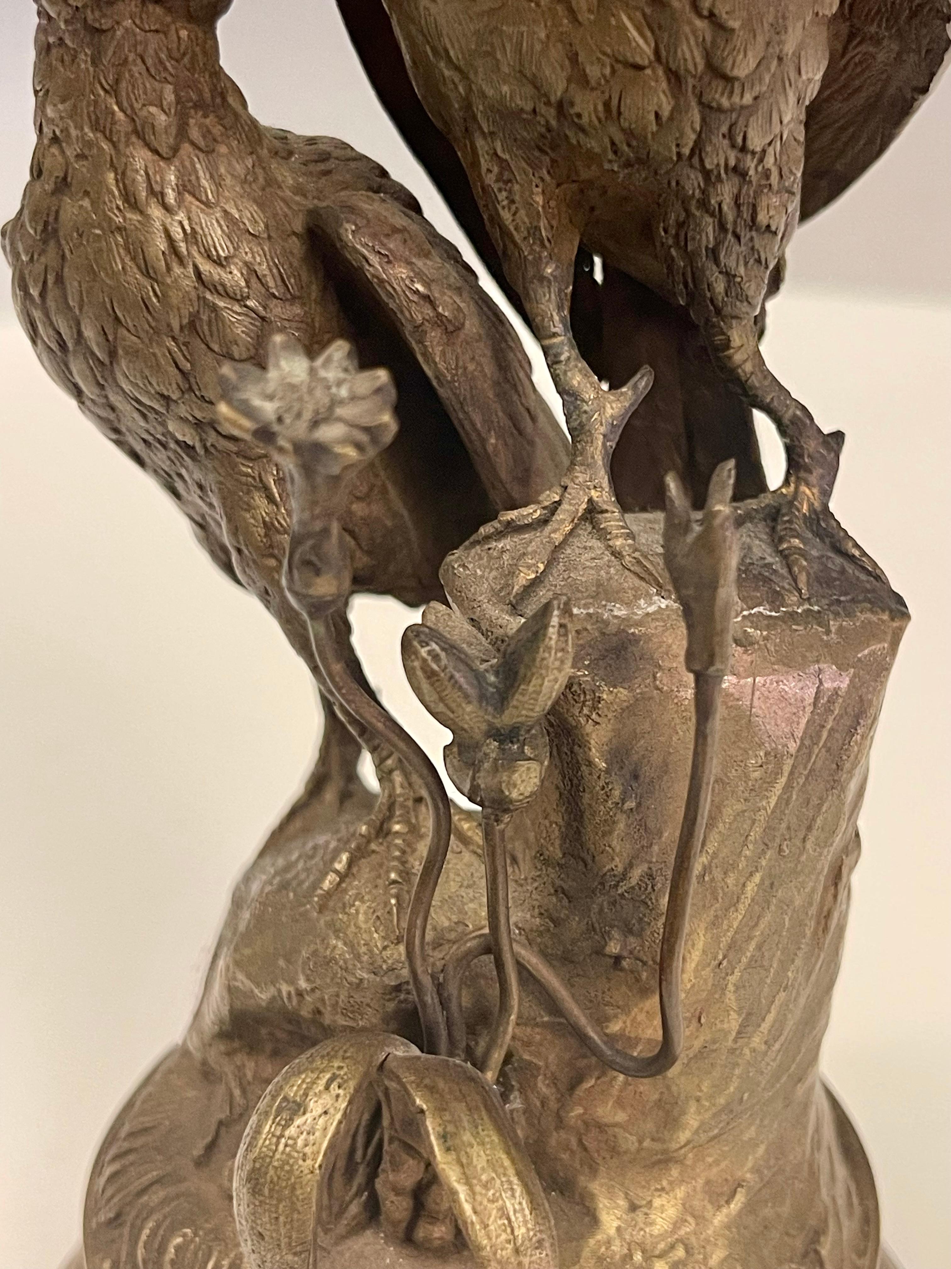 A gilt bronze sculpture of birds, signed Pautrot, France 1850.  For Sale 7