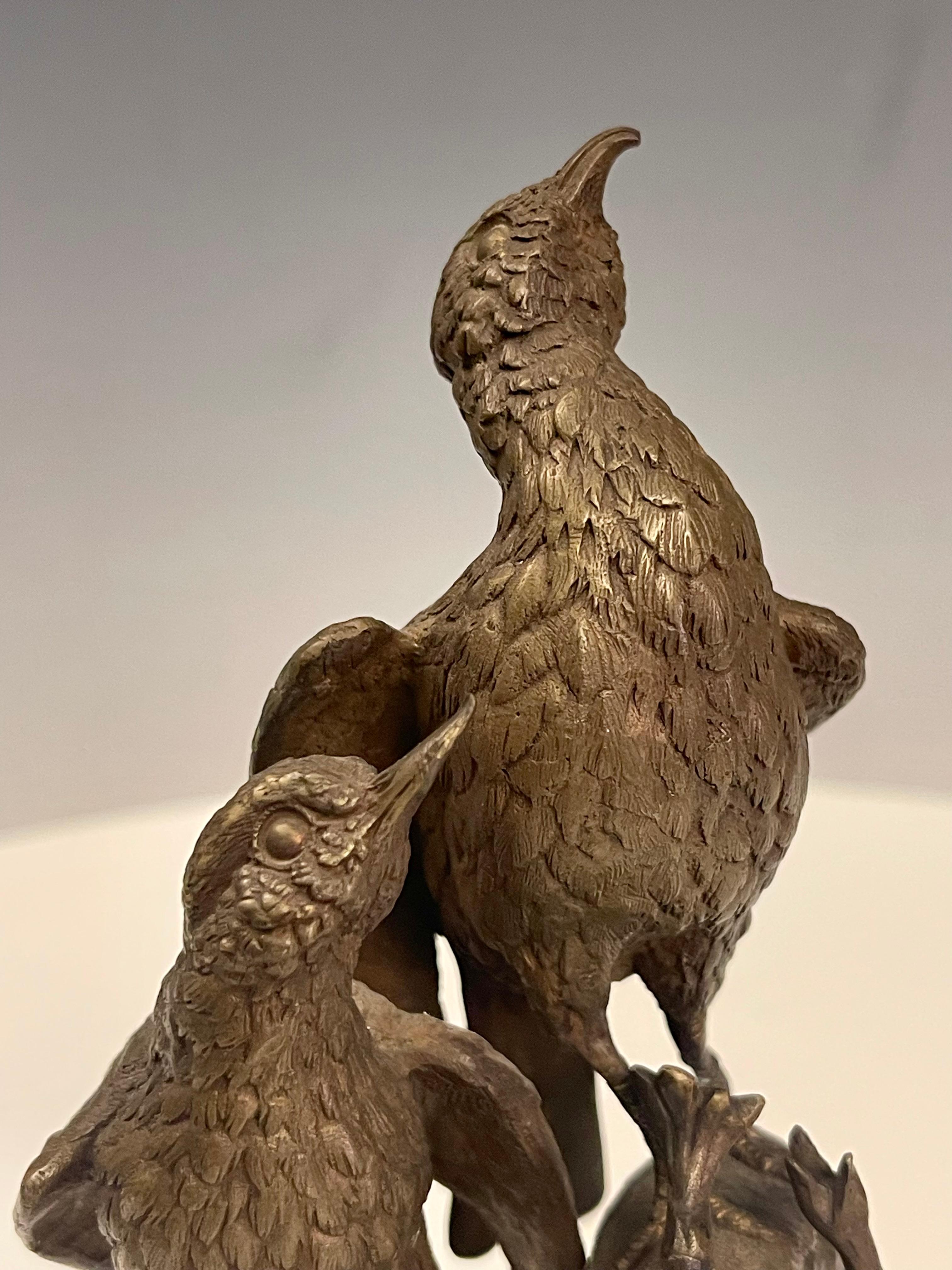 A gilt bronze sculpture of birds, signed Pautrot, France 1850.  For Sale 3