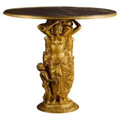A Gilt-Bronze 'Three Graces' Centre Table with Marble Top.