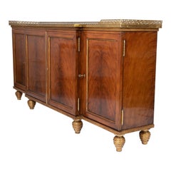 A Gilt Credenza with Greek Key Brass Gallery In The Manner of Maison Jansen 