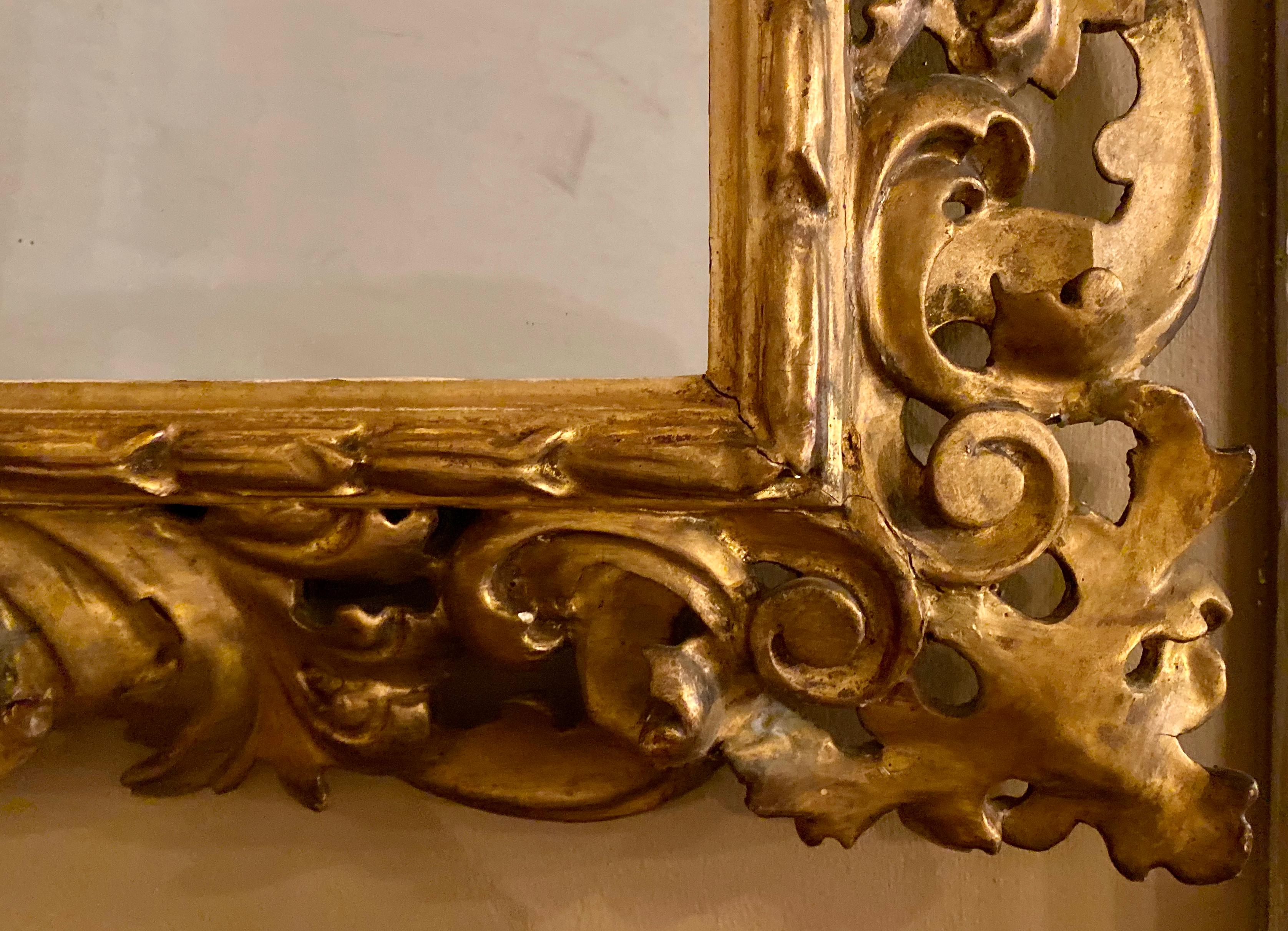 Louis XVI Gilt Gesso Decorated Carved Wall / Console Mirror, Italian