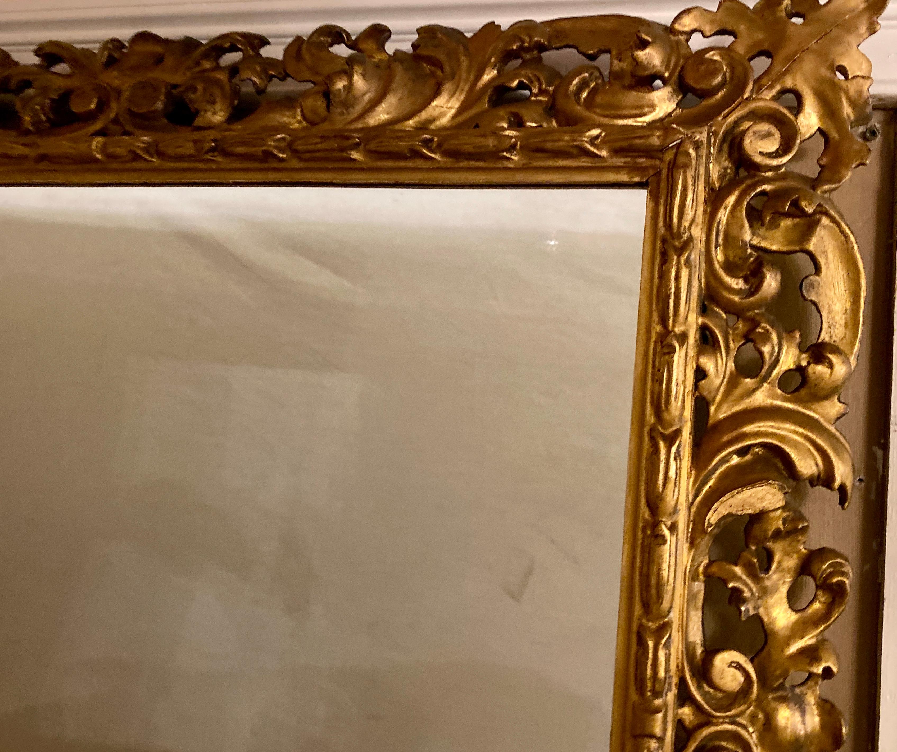 Gilt Gesso Decorated Carved Wall / Console Mirror, Italian In Good Condition In Stamford, CT