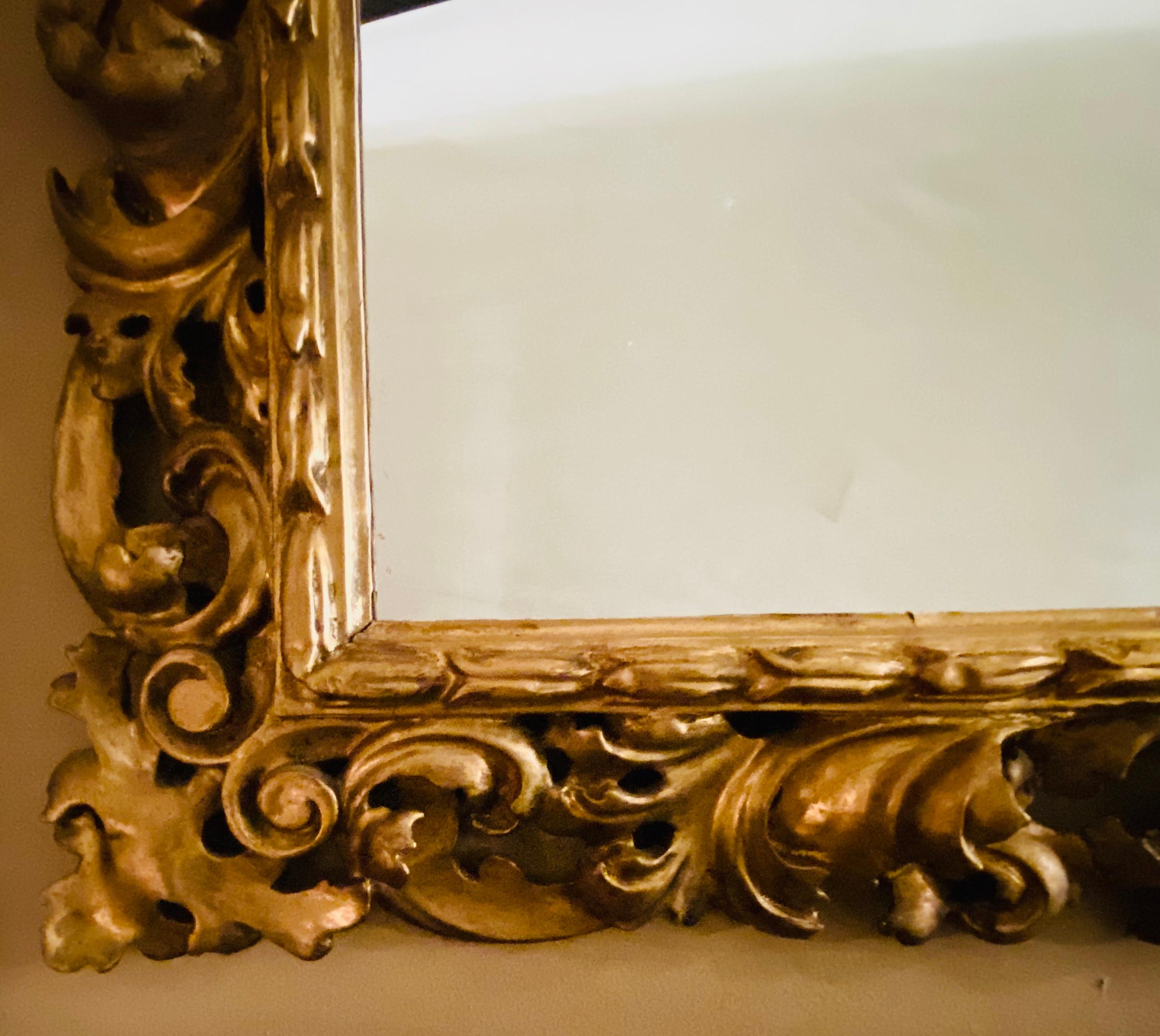 20th Century Gilt Gesso Decorated Carved Wall / Console Mirror, Italian