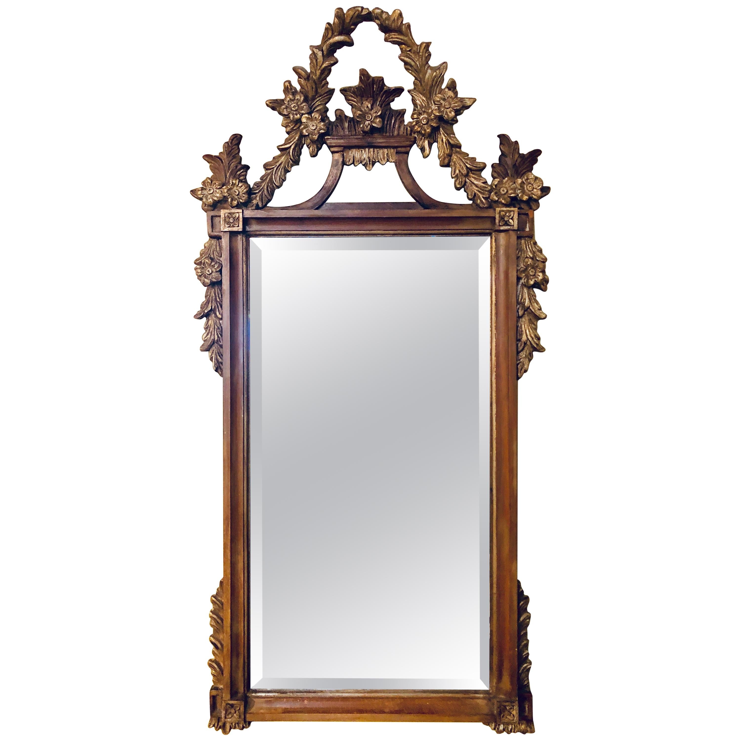 A Gilt Gold Italian Acanthus Leaf Carved Wall or Console Mirror