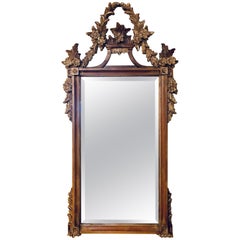 Vintage A Gilt Gold Italian Acanthus Leaf Carved Wall or Console Mirror