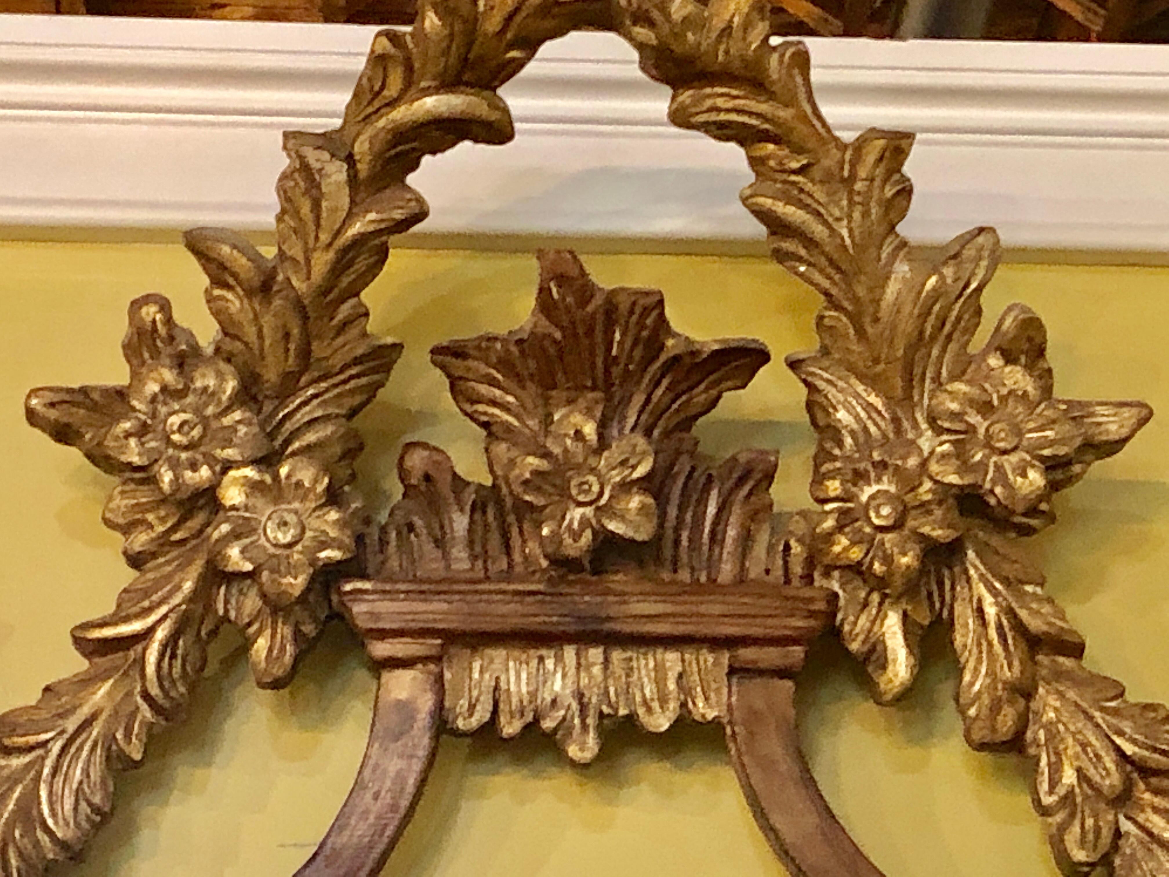 Beaux Arts A Gilt Gold Italian Acanthus Leaf Carved Wall or Console Mirror For Sale