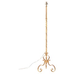 Vintage Gilt Iron Floor Lamp in the Manner of Raymond Subes, C 1940
