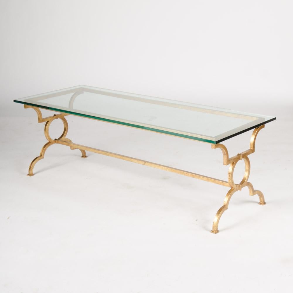 Gilt Iron Rectangular Glass Top Coffee Table, Contemporary 2