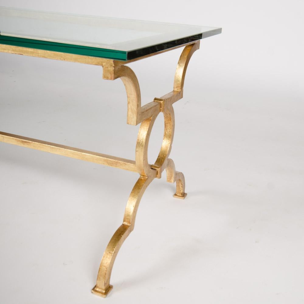 Gilt Iron Rectangular Glass Top Coffee Table, Contemporary 3