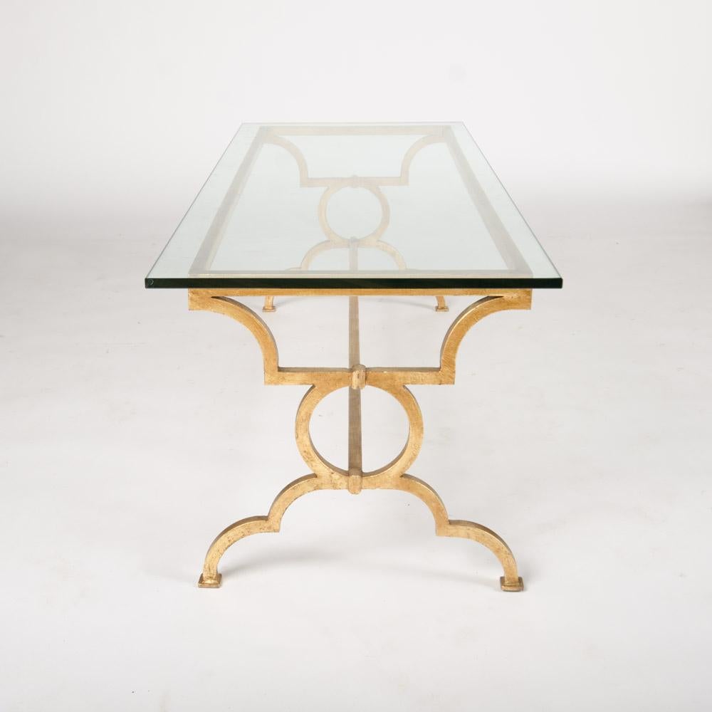 Gilt Iron Rectangular Glass Top Coffee Table, Contemporary 5