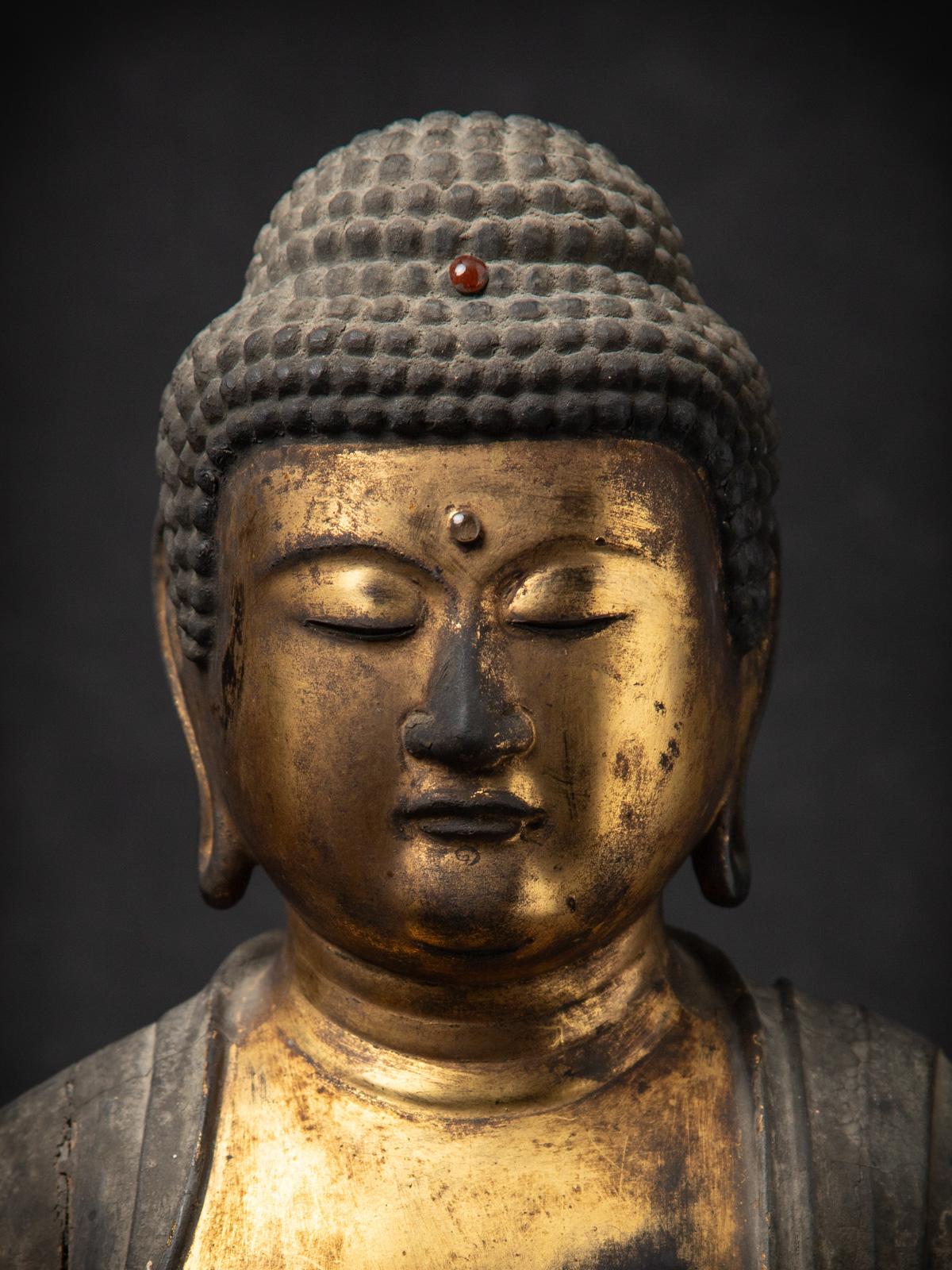 Vergoldete Figur des Buddha Amida - frühe Edo-Periode aus Japan im Zustand „Gut“ im Angebot in DEVENTER, NL