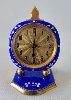 A Gilt metal and blue enamel Boudoir Clock