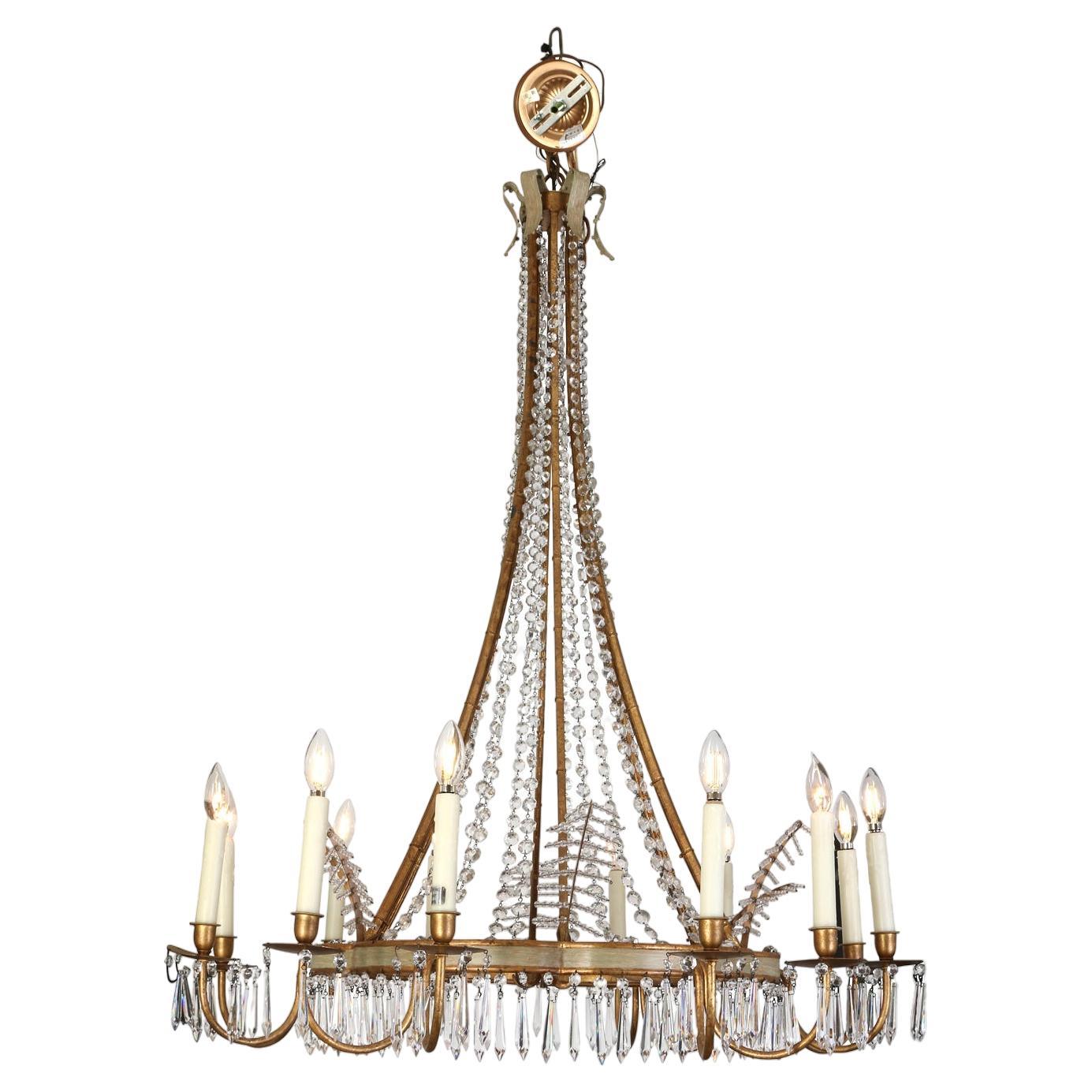 A Gilt Metal and Crystal Chandelier 