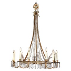 A Gilt Metal and Crystal Chandelier 