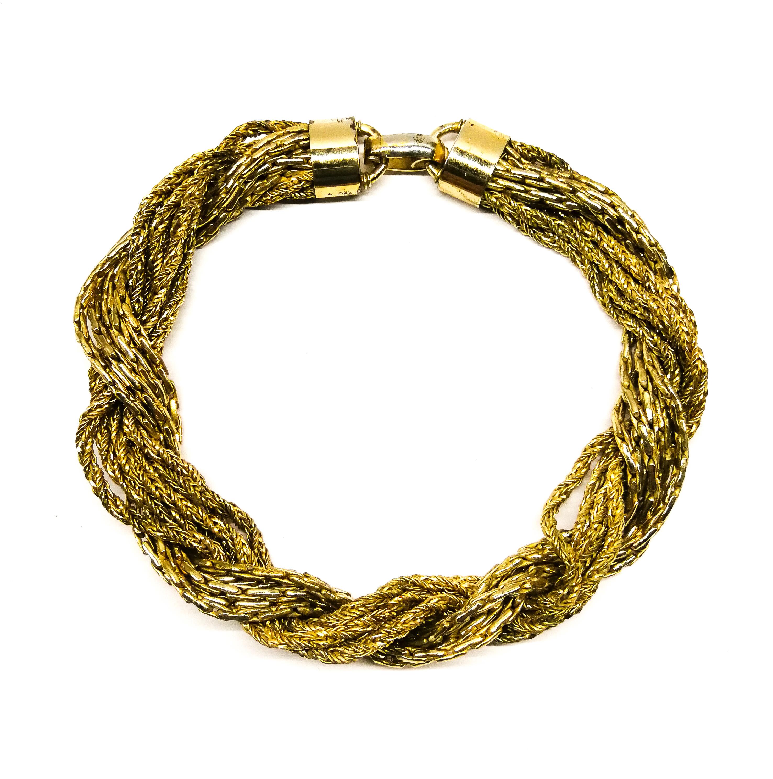 A gilt metal mixed chain 'twist' necklace, Christian Dior, c1970s In Good Condition For Sale In Greyabbey, County Down