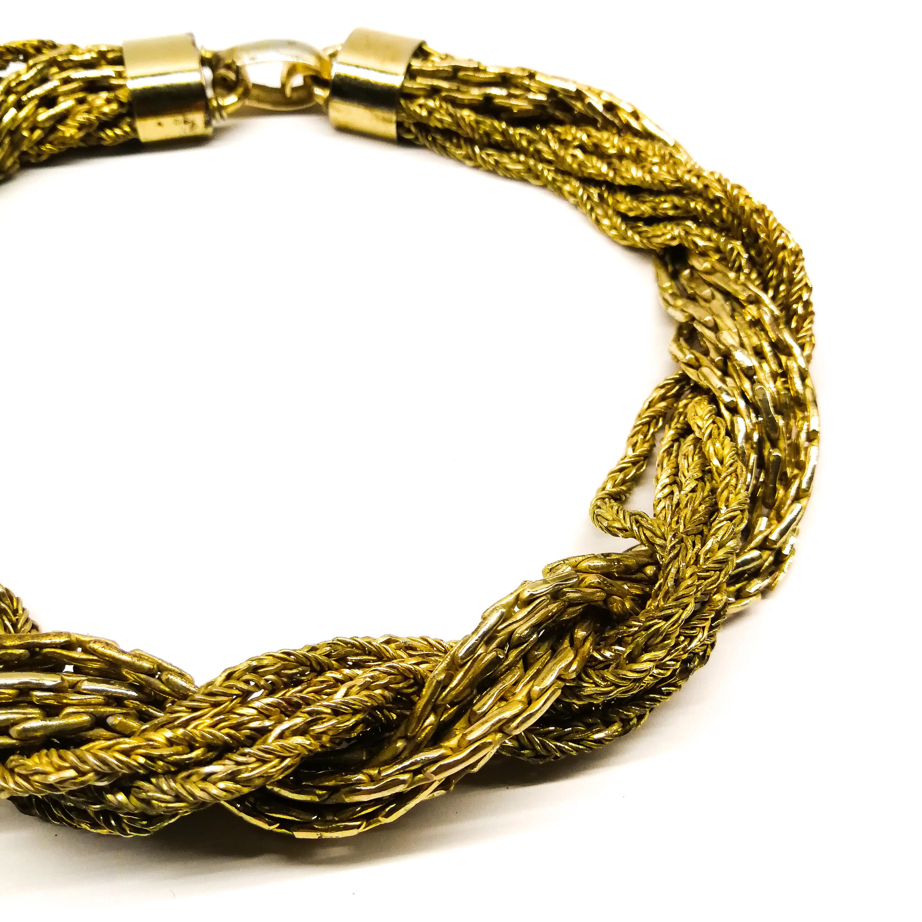 Eine vergoldete Metall-Mischkette „twist“-Halskette von Christian Dior, ca. 1970er Jahre Damen im Angebot