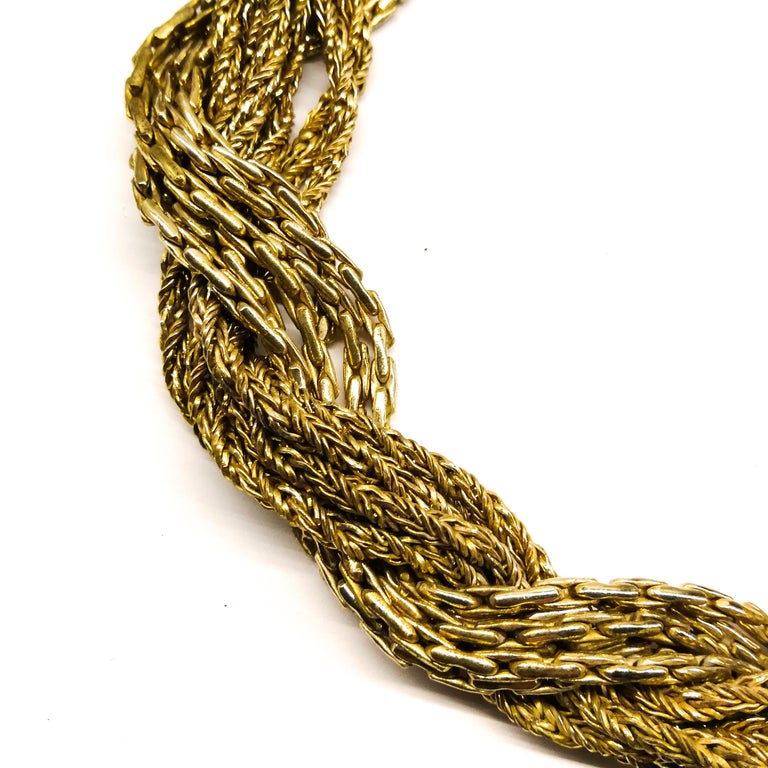 A gilt metal mixed chain 'twist' necklace, Christian Dior, c1970s For