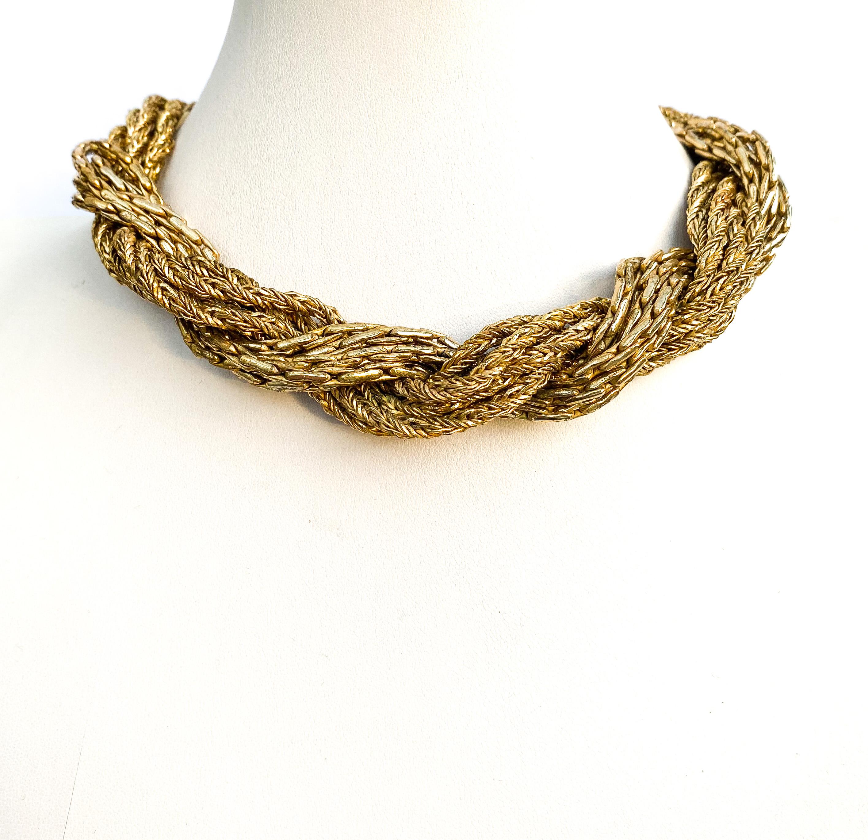 A gilt metal mixed chain 'twist' necklace, Christian Dior, c1970s For Sale 2